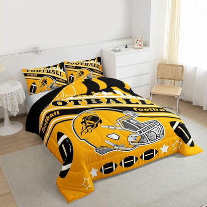 Feelyou Football Bedding Set Boys Girls Toddler Size Women Men Rugby Sports Comforter Set Football City Duvet Quilt Bedroom Decor