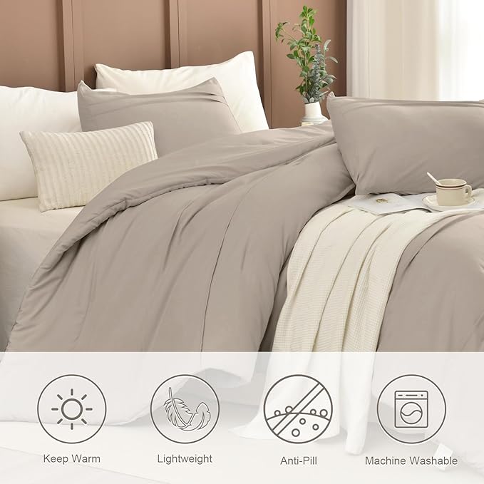 Masaca 120x120 Oversized Comforter King Size,Linen Like Textured Pinch Pleated California King Bed Comforter Set Soft Lightweight Fluffy Farmhouse Bedding Set 3PCS