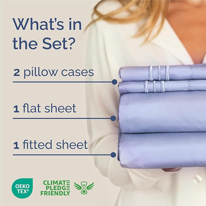 King Size 4 Piece Sheet Set - Comfy Breathable & Cooling Bed Sheets Set - Hotel Luxury Bedding for Women, Men, Kids, Teens, Boys & Girls - Deep Pockets, Ultra-Soft, Wrinkle Free - Oeko-Tex - Lavender