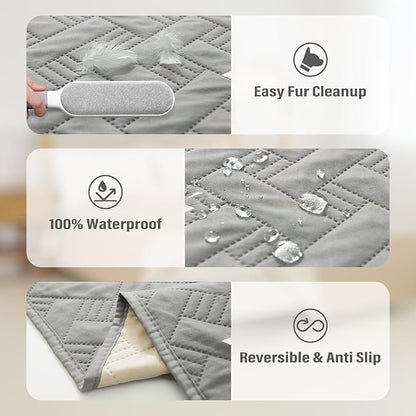 BOCTOPUG Dog Bed Cover for Pets Blankets Rug Pads for Couch Protection Waterproof Bed Covers Dog Blanket Furniture Protector Reusable Changing Pad (Light Grey+Ivory, 62"x82")
