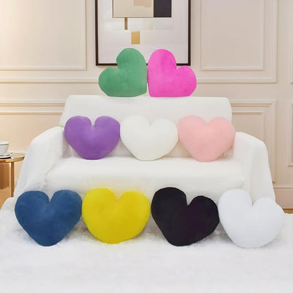 2 Pcs Heart Pillow Decorative Throw Pillows 16-inch Cute Soft Fluffy Heart Shaped Pillows for Bed Couch Sofa Bedroom Living Room Decor Aesthetic (White, 16"x13.78")