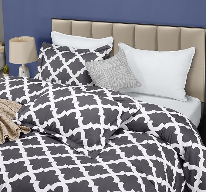 King Comforter Set 3 Piece Grey by Utopia Bedding, Printed Comforters King Size, Bedding Comforters Sets, Down Alternative Soft Bed Set, 1 Comforter (90 x 102 inches) 2 Pillow Shams (20 x 36 inches)