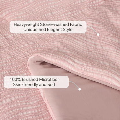 BEDELITE Blush Pink King Size Comforter Set - 3 Pieces Boho Tufted Jacquard Bedding Comforter Sets, Lightweight Soft & Warm King Bedding Set with 2 Pillowcases for All Season