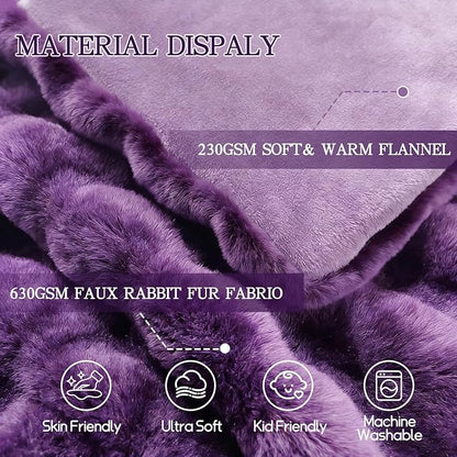 Latepis Faux Fur Twin Purple Blanket Plush 60x80 Inch Cute Fluffy Warm Bubble Blankets for Couch Bedroom Soft Blankets for All Seasons Cozy Blanket for Woman Gift, 860GSM