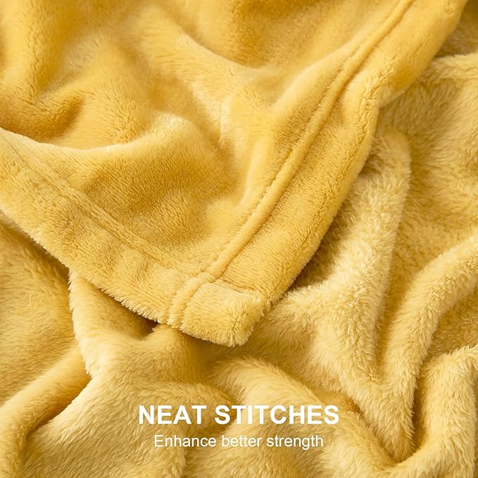 Hansleep Fleece Yellow Twin Blanket, Super Soft Flannel Fuzzy Plush Cozy Blanket for All Seasons, Yellow, Twin 60x80 Inches