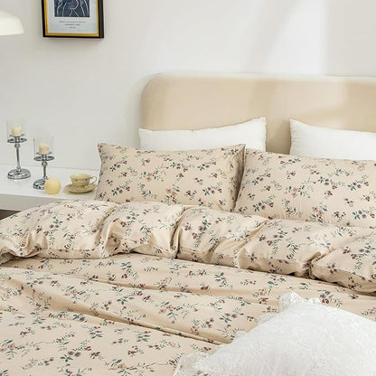 Floral Comforter Set Twin 2 Pieces Soft Cute Vintage Floral Bedding Comforter Lightweight Garden Style Floral Botanical Comforter Set for All Seasons 1 Comforter and 1 Pillowcases