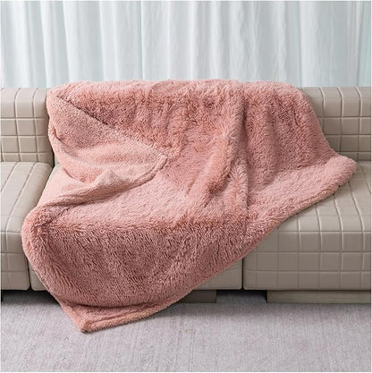 Waterproof Dog Blanket Pink Fluffy Long Faux Fur Pet Throw Blankets 28x20in for Couch Love Bed Cover Washable(Pink,XS)