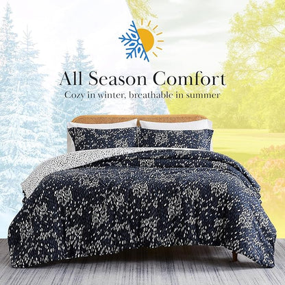Southshore Fine Living, Inc. Botanical Leaves Collection - Cal/King Comforter Set, Premium Bedding, All-Season Down Alternative, Summer Coverlet, Oversized 3-Piece Fluffy Comforter King Size, Blue