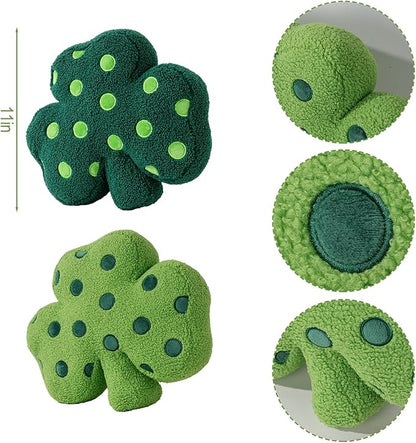 St Patricks Day Decorations: 2pcs Ultra Soft Polka Dot Lucky Shamrock Throw Pillows, Stuffed Plush Green Pillows, St. Patrick's Day Home Office Decor for Bedroom, Living Room, Sofa, Couch