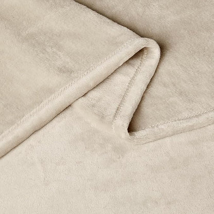 Basics Soft Fleece Throw Blanket, Lightweight Cozy Blanket for Couch & Sofa, 50 x 60 Inches, Beige