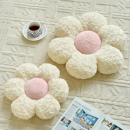 Flower Pillows, Decorative Throw Pillow with Soft Plush for Couch, Flower Shaped Pillow Home Decor Daisy Pillow for Bed (Beige, 14.9 Inches)