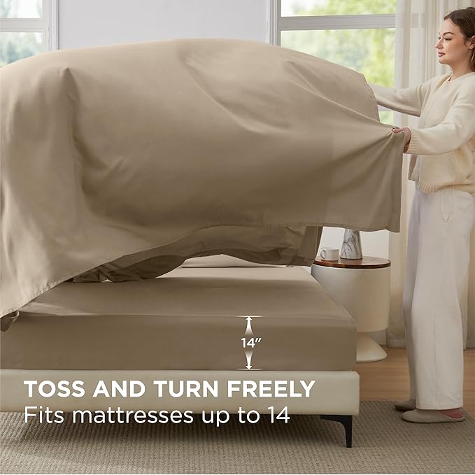 Bedsure Full Comforter Set - 7 Pieces Light Beige Full Bedding Set for All Seasons, Boho Contrasting Design Bed in a Bag with Comforter, Sheets, Pillowcases & Shams