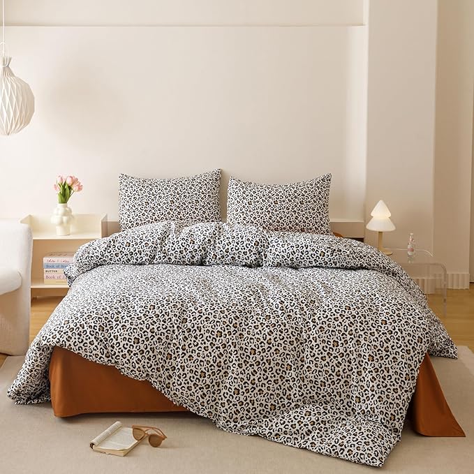 Houseri Leopard Comforter Set Full Black Cheetah Print Bedding Sets Quilt Stylish and Bold Animal Print Bed Blanket Full Size