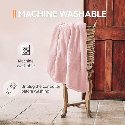 Heated Blanket 50''x60''-Soft and Comfortable Electric Throw,5 Heat Settings and 3H Auto Shut-Off Heating Blanket ETL&FCC Certification Machine Washable (Pink)