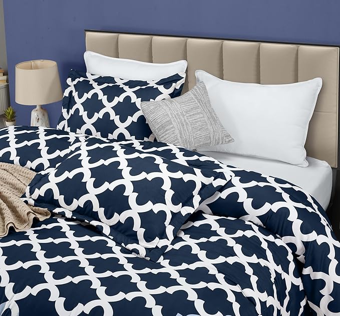 King Comforter Set 3 Piece Navy by Utopia Bedding, Printed Comforters King Size, Bedding Comforters Sets, Down Alternative Soft Bed Set, 1 Comforter (90 x 102 inches) 2 Pillow Shams (20 x 36 inches)