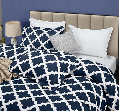 Queen Comforter Set 3 Piece Navy by Utopia Bedding, Printed Comforters Queen Size, Bedding Comforters Sets, Down Alternative Soft Bed Set, 1 Comforter (88 x 88 inches) 2 Pillow Shams (20 x 26 inches)