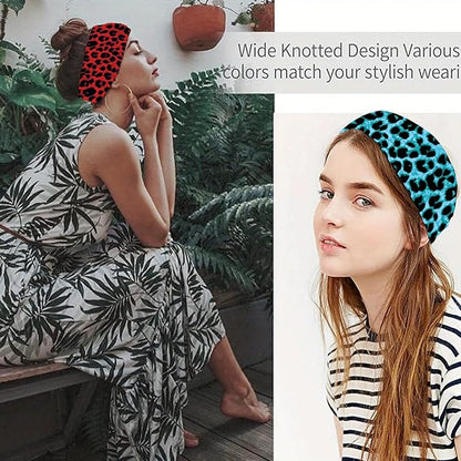 Headbands for Women Leopard Trendy Cheetah Wide Head Bands for Women's Hair Non Slip Wraps Elastic Stretchy Bandanas Workout Fashion Hair Accessories Birthday Gifts for Valentines 6PCS