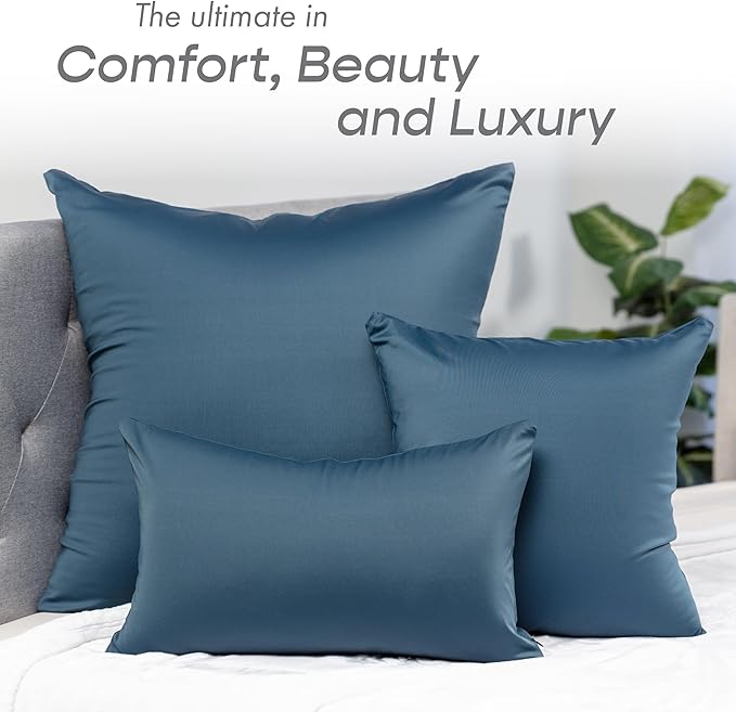 PILLOWY 12x20 Throw Pillowcase (Cover Only) -85/15 Nylon, Spandex -Luxurious, Silky, Stretchy & Soft - 1Pcs Solid Color -A Perfect Choice for Couch Chairs Sofa Bed Adult/Kids Bedroom, Dark Slate Grey