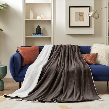 Bedsure GentleSoft Sherpa Fleece Throw Blanket Twin Size for Couch - Thick and Warm Throw for Women and Men, Soft Fuzzy Plush Twin Blanket for Winter, Non-Heated, Brown, 60x80 Inches