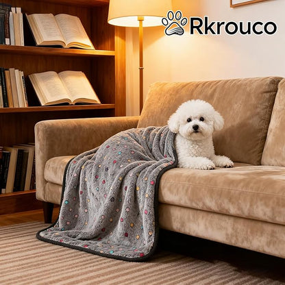 Three Piece Pet Blanket Set for Dogs Cats Soft Comfy Puppy and Kittens Bed Blanket Fluffy Fleece Pets Throw with Cute Patterns (Large 41x30 inch, Gray Dots)