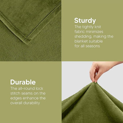 Utopia Bedding Fleece Blanket Twin Size Olive (60x80 Inches) Ultra Soft Warm Lightweight Microfiber Breathable Anti-Static Cozy Winter Bed Blanket, All-Season Home Decor Gift for Men & Women