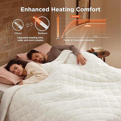 Bedsure Electric Blanket King Size - Dual Control Heated Weighted Blanket King with 10 Heat Settings, Fast Heating with 10 Time Settings (100x90 inches, Ivory)