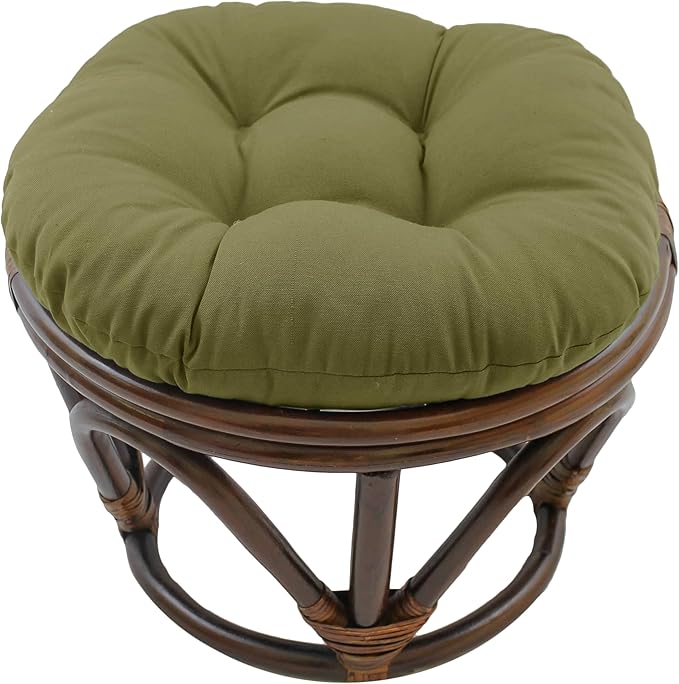 Blazing Needles Solid Twill Round Footstool Cushion, 18", Sage