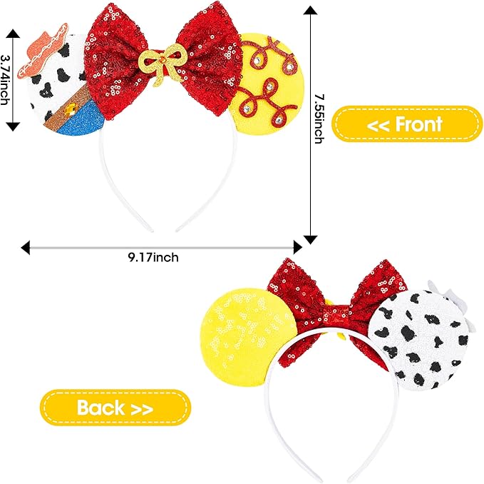 Mouse Ear Headbands,Sparkle Mouse Ears Headband for Women Girls Cartoon Princess Costume Cosplay Decoration (Jessie Hat A)