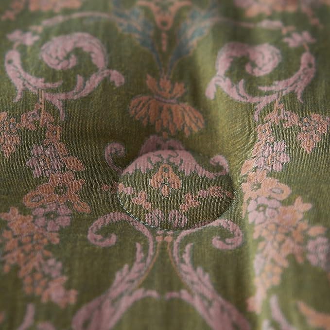 MKXI Floral Linen Comforter Set Full Army Green Vintage Paisley Comforter Bedding for Neutral Bedroom Rich Rust Jacquard Floral Bed Comforters for Men Women Cotton Yarn-Dyed Textured Soft Lightweight