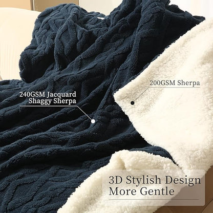 Heating Blanket Twin Size Extra-Thick and Warm Electric Blanket with 10 Hour Auto Off & 5 Heating Levels, 3D Pattern Design and Overheating Protection, Navy Blue