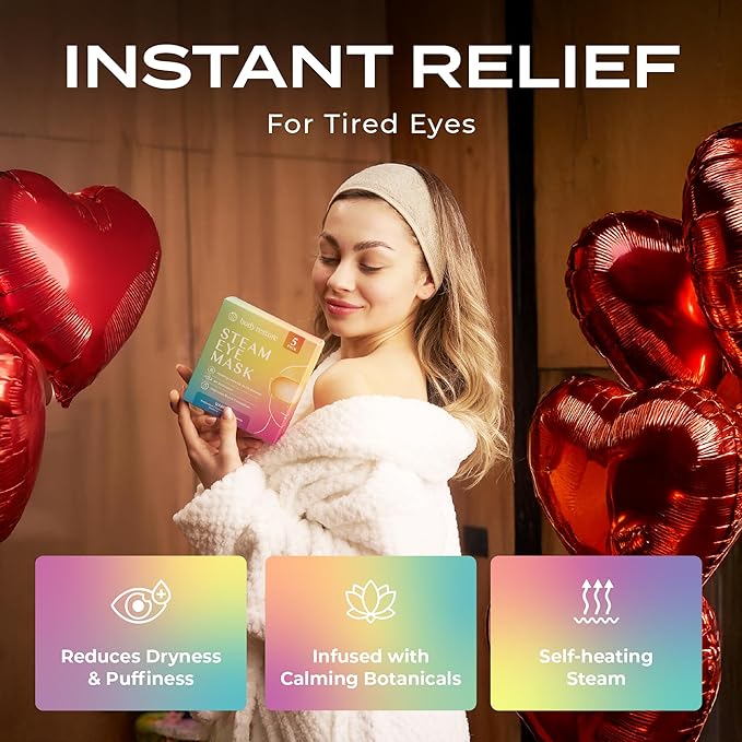 Body Restore Heated Eye Mask for Dry Eyes 5 Pack – Self Heating Warm Compress, Valentines Day Gifts for Her and Him, Birthday Gifts for Women and Men, Stye Eye Treatment, Relaxation – Variety