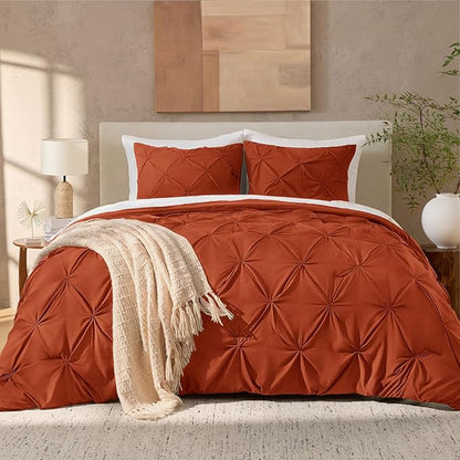 Andency Terracotta Oversized King Comforter Set (120x98Inch), 3 Pieces Lightweight Pinch Pleat Cal King Bedding Comforters & Sets, Oversized Pintuck Soft Fluffy Alternative Bed Set for All Season