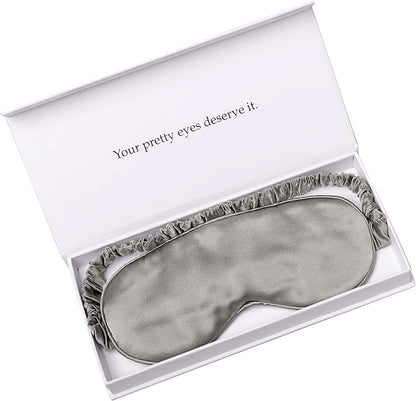 Silk Sleep Mask Light Blocking Luxury 100% Mulberry 19mm Silk Eye Mask Eye Cover Blindfold Ultra Soft Light & Comfy Anti Aging Skin Care with Travel Bag Gift Package