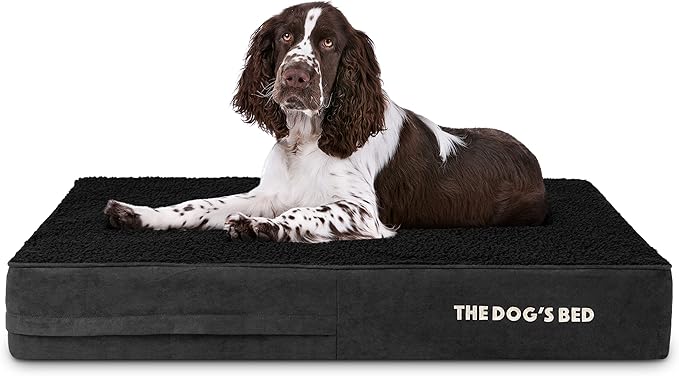 The Dog’s Bed Orthopedic Memory Foam Dog Bed Mattress, Plush Fabric, Black Plush, L, 6-Inch