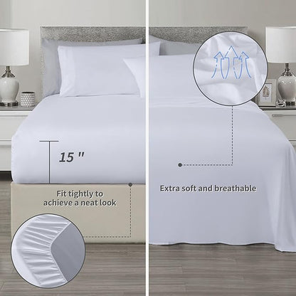 Chezmoi Collection Briar 7-Piece Full Bed in a Bag - All Season Lightweight Microfiber Comforter Set - Includes Sheets & Shams - Blue/Brown/Beige Pleated Stripe Design