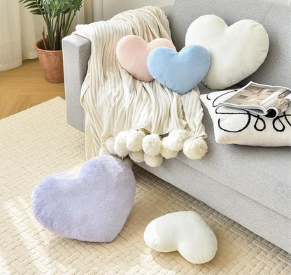 Petrella Heart Pillow Cute Fuzzy Pillows Throw Pillows for Bed Livingroom Home Decor Cushion Decorative Aesthetic Preppy Pillows Purple,Large 19"x15"