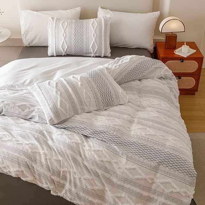 Houseri Tufted Black Comforter Set Twin Jacquard Bedding Shabby Chic Farmhouse Bed Sets Twin