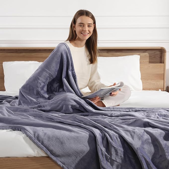 Queen Size Heated Blanket Electric Blanket 84''X90''-Ultra Soft Plush Premium Flannel, Double Controllers Heated Blanket with 5 Heat Settings & 10 Hours Auto-Off for Grandma Gifts(Lavender)