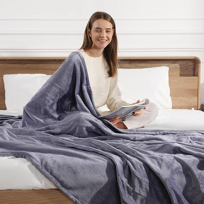 Queen Size Heated Blanket Electric Blanket 84''X90''-Ultra Soft Plush Premium Flannel, Double Controllers Heated Blanket with 5 Heat Settings & 10 Hours Auto-Off for Grandma Gifts(Lavender)