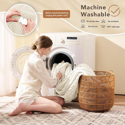 Homemate Electric Heated Blanket King Size - 100"x90" Heating Blanket King Size Dual Control 1/2/4/6/8 Hours Auto-Off 10 Heat Level Over-Heat Protection Soft Flannel Sherpa ETL Certification