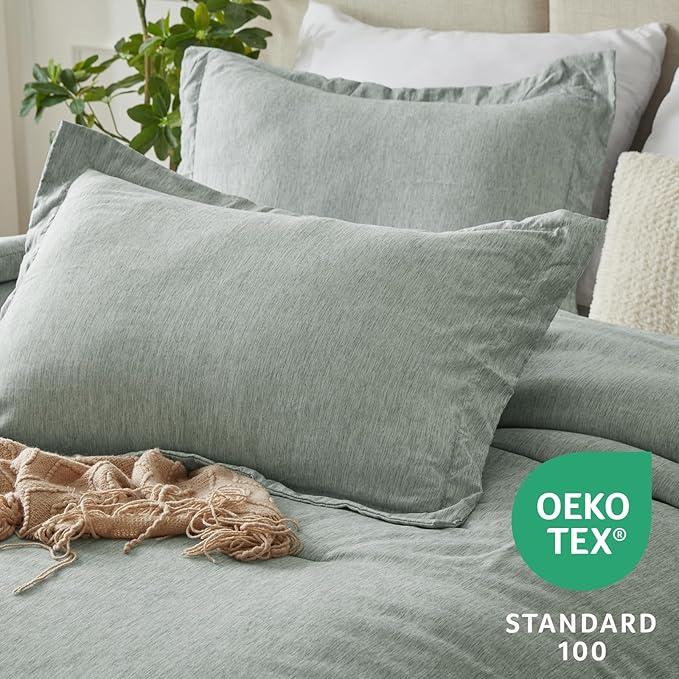 CozyLux California King Comforter Set - 3 Pieces Sage Green Soft Luxury Cationic Dyeing Cal King Size Bedding Comforter All Season, Breathable Lightweight Bed Sets with 1 Comforter and 2 Pillow Shams