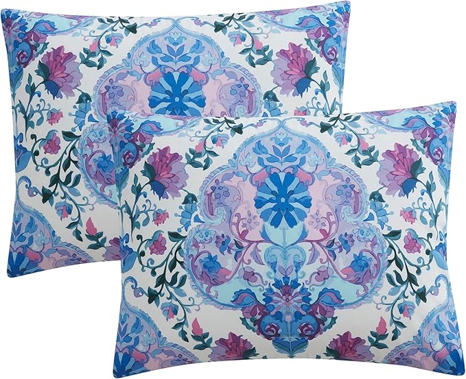 King Size Comforter Set 7 Piece Ultra Soft Fashion Printed Bedding Sets with Shams, Decorative Throw Pillows, and Pillowcases, King, Juliette