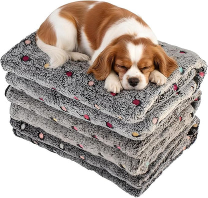 Three Piece Pet Blanket Set for Dogs Cats Soft Comfy Puppy and Kittens Bed Blanket Fluffy Fleece Pets Throw with Cute Patterns (Medium 30x20.5 inch, Gray Dots)