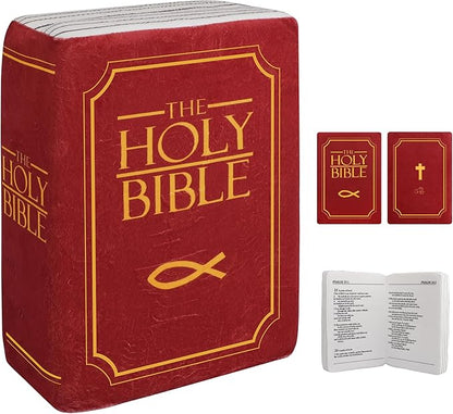 Bible Pillow Book Plush That Opens, Cozy Faith Bible Plushies, for Kids Adults Christian Gifts, Decoration for Bedrooms, Living Rooms (Red)