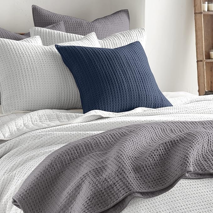 Levtex Home - Mills Waffle - Decorative Pillow - Poly Filled - Navy - Sham Size (20 x 20in.)