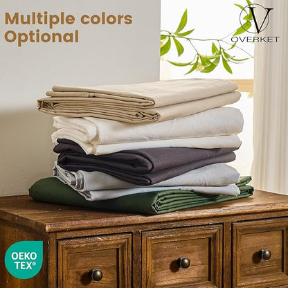 100% Linen Sheets Queen Size,Breathable & Durable 4-Piece Bed Flax Sheet Set,Soft All-Season Bedding for Hot Sleepers 16" Deep Pocket Oeko-TEX Certified,（Queen, Light Blue）