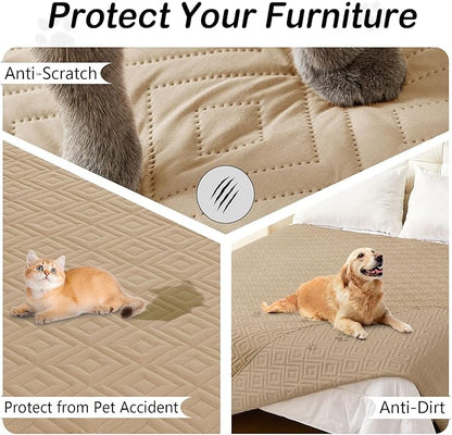hyha Waterproof Dog Blanket, Soft Dog Bed Cover Pet Blankets, Waterproof Sofa Couch Cover for Dogs Washable, Reversible Pet Couch Covers for Sofa Furniture (82x102 Inch, Camel/Camel)