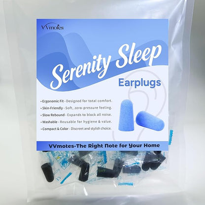 20 Pairs Black Reusable Ear Plugs, 32dB NRR Noise Reduction, Washable Slow-Rebound Foam Earplugs for Sleeping, Snoring, Work, Concerts, Travel