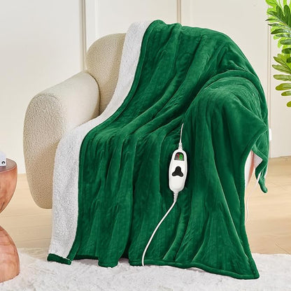 greenoak Heated Blanket Electric Full 72"X84", Heating Blanket with 10 Heat Levels 1/2/4/6/8 Hours Auto-Off, Fleece Soft Christmas Blanket,Gifts for Grandma Seniors Mom, Mint Green