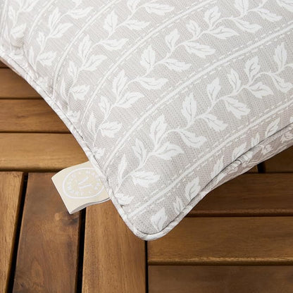 Martha Stewart Vineyard Vines Indoor Outdoor Decorative Lumbar Pillow 2-Pack Set, UV Fade Resistant, Water Repellent, Printed Garden Design, Warm Grey, 11"x18"